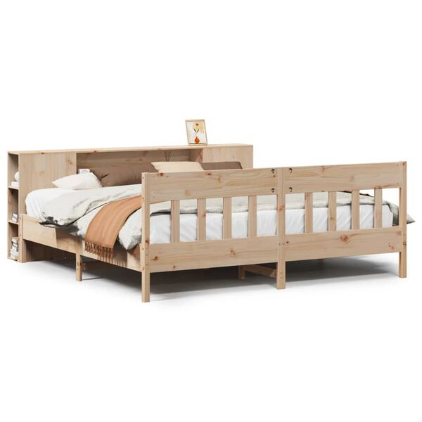 vidaXL Cama con estanter&iacute;a sin colch&oacute;n madera maciza de pino 180x200cm