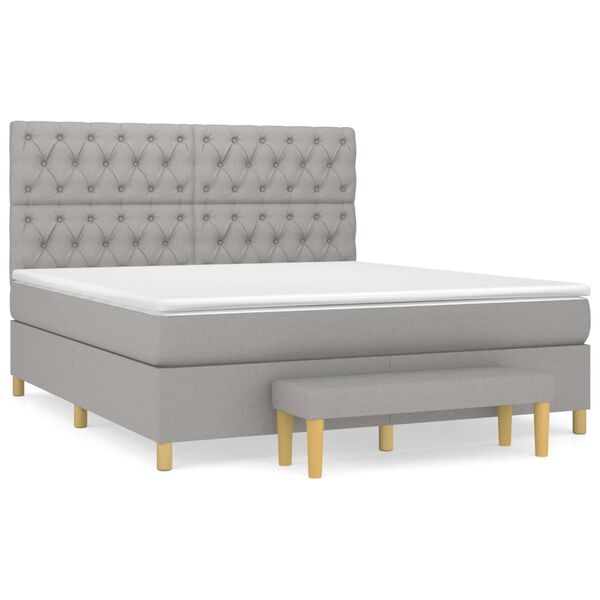 vidaXL Cama box spring con colch&oacute;n tela gris claro 160x200 cm