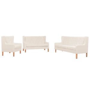 vidaXL Conjunto de sof&aacute;s 3 piezas tela blanco crema