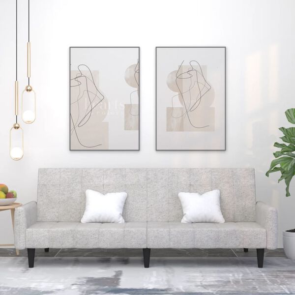 vidaXL Sof&aacute; cama de 2 plazas tela microfibra gris claro