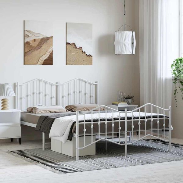vidaXL Estructura cama sin colchón con estribo metal blanco 150x200 cm