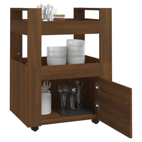 vidaXL Carrito de cocina madera contrachapada marrón roble 60x45x80cm
