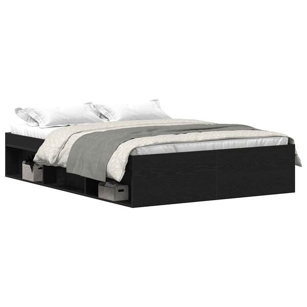 vidaXL Estructura de cama sin colchón roble negro 120x190 cm