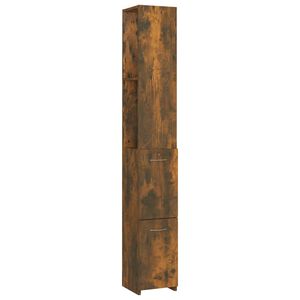 vidaXL Armario ba&ntilde;o madera contrachapada roble ahumado 25x26,5x170 cm