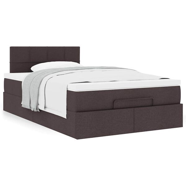 vidaXL Cama otomana con colch&oacute;n marr&oacute;n oscuro 120x200 cm tela