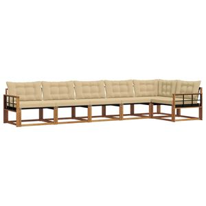 vidaXL Conjunto de sof&aacute;s de exterior con coj&iacute;n 6 pcs Natural y Beige