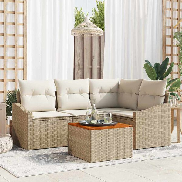 vidaXL Conjunto de sofás de jardín 5 pcs Beige ratán sintético