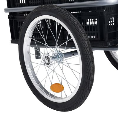 vidaXL Remolque bicicletas cajón transporte plegable negro 50 L 60 kg