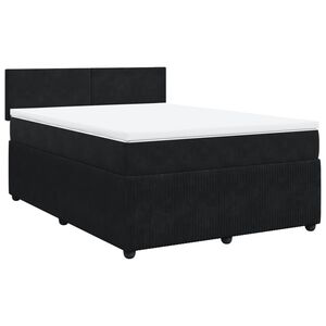 vidaXL Cama box spring con colch&oacute;n terciopelo negro 140x190 cm