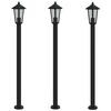 vidaXL Farolas de exterior 3 unidades acero inoxidable negro 120 cm
