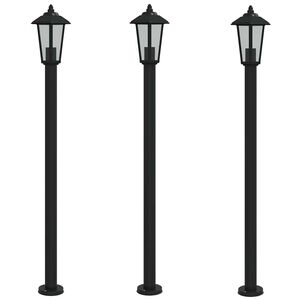 vidaXL Farolas de exterior 3 unidades acero inoxidable negro 120 cm