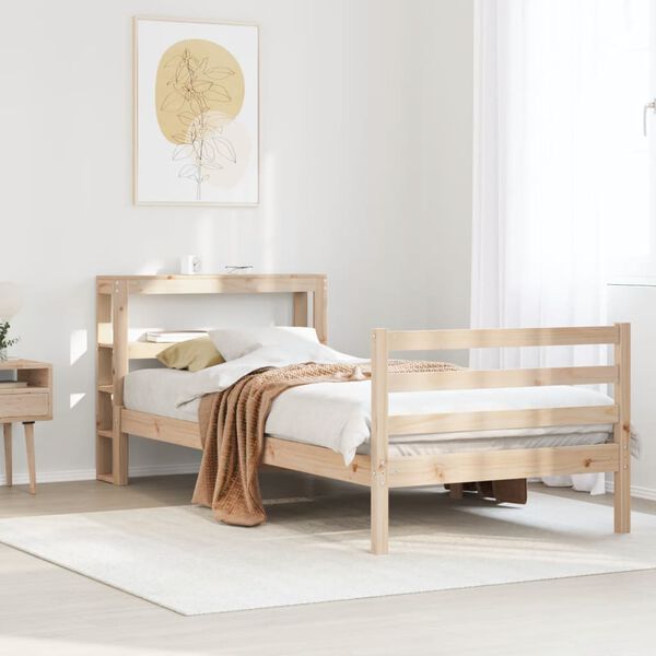 vidaXL Estructura de cama sin colch&oacute;n madera maciza de pino 100x200 cm