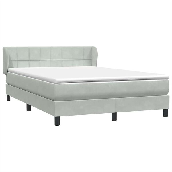 vidaXL Cama box spring con colch&oacute;n terciopelo gris claro 160x210 cm