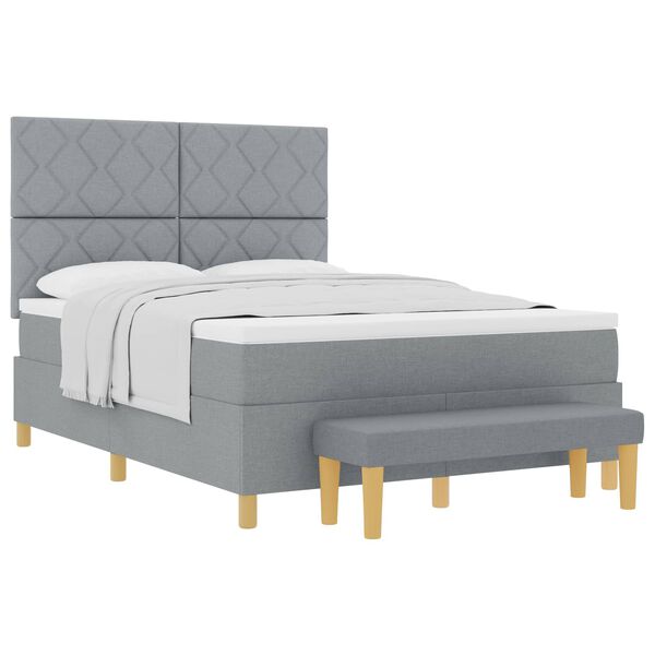 vidaXL Cama tipo Box Spring con colch&oacute;n Gris claro 160 x 200 cm tela