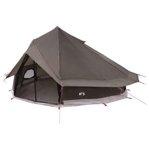 vidaXL Carpa Tipi 18 persona Marr&oacute;n Gris Poli&eacute;ster y Acero