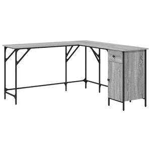 vidaXL Escritorio madera de ingenier&iacute;a gris Sonoma 141x141x75 cm