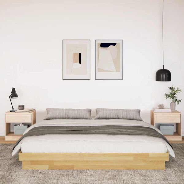 vidaXL Estructura de cama sin colch&oacute;n 180x200 cm madera maciza roble