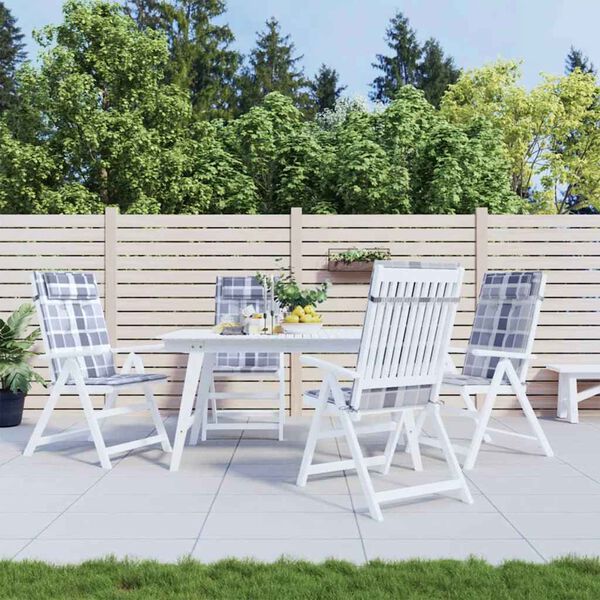 vidaXL Cojines de silla respaldo alto 4 uds tela Oxford a cuadros gris