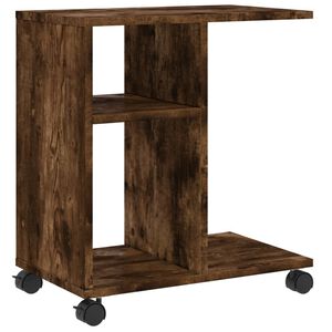 vidaXL Mesa auxiliar ruedas madera ingenier&iacute;a roble ahumado 50x30x55cm