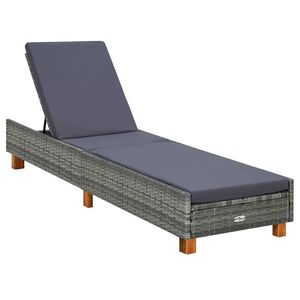 vidaXL Tumbona con coj&iacute;n de rat&aacute;n sint&eacute;tico gris