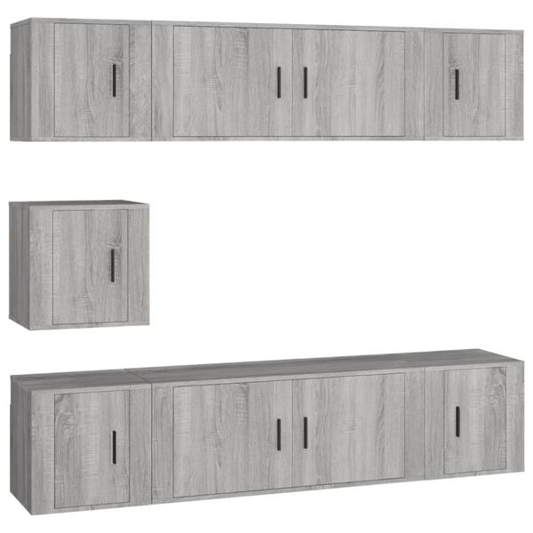 vidaXL Set de muebles para TV 7 pzas madera contrachapada gris Sonoma