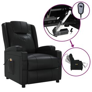 vidaXL Sill&oacute;n de masaje el&eacute;ctrico cuero sint&eacute;tico negro