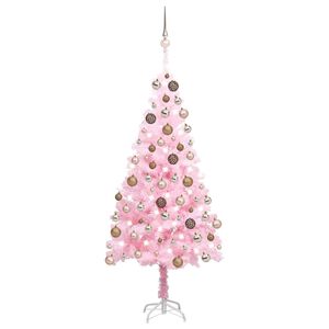 vidaXL &Aacute;rbol de Navidad preiluminado con luces y bolas rosa 120 cm