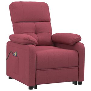 vidaXL Sillón de masaje eléctrico tela rojo tinto