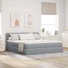 vidaXL Cama con tira de luces LED Gris Claro 200 x 200 cm tela