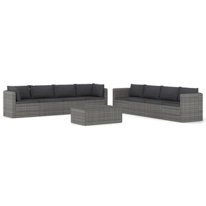 vidaXL Set de muebles de jardín 9 pzas y cojines ratán sintético gris