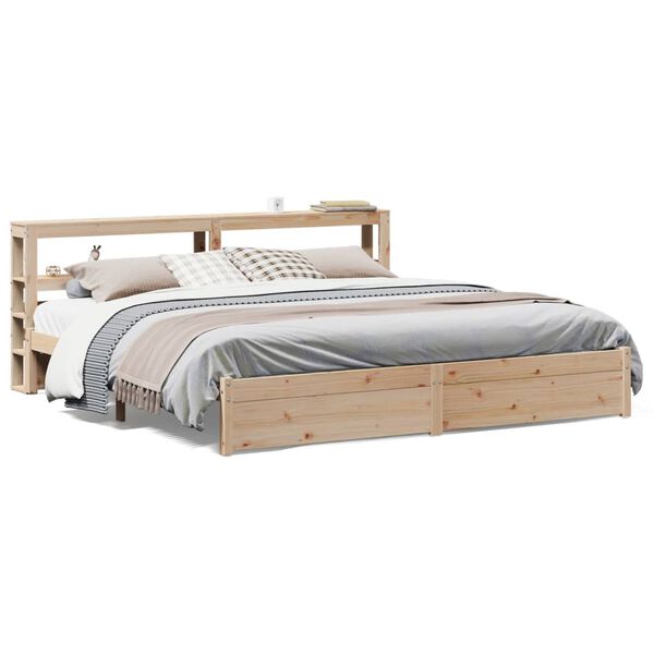 vidaXL Estructura de cama con cabecero madera maciza pino 180x200 cm