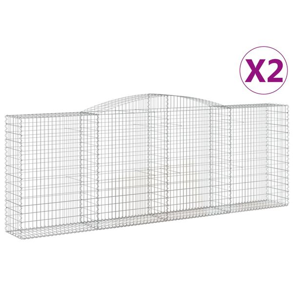 vidaXL Cestas de gaviones 2 uds forma de arco hierro 400x50x140/160 cm