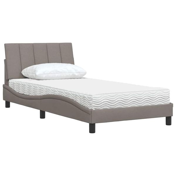 vidaXL Cama con colch&oacute;n Hanko tela gris taupe 100x200 cm
