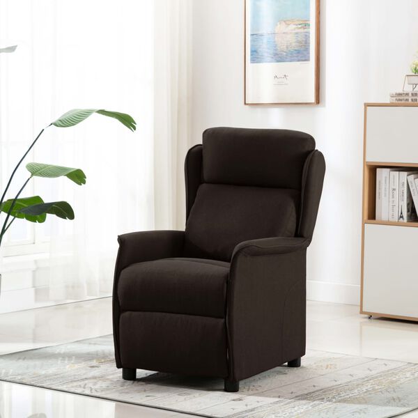 vidaXL Sillón de masaje eléctrico tela marrón oscuro