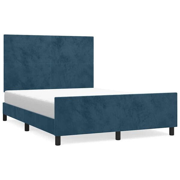 vidaXL Estructura de cama sin colch&oacute;n terciopelo azul oscuro 140x190cm