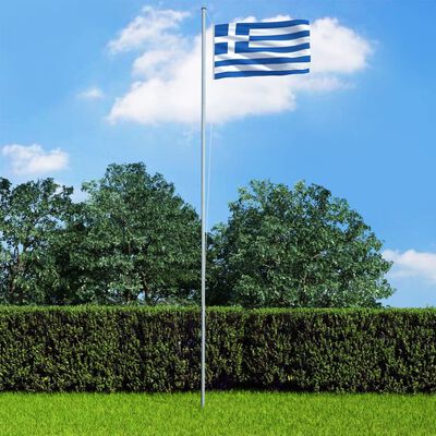 vidaXL Bandera de Grecia y mástil de aluminio 4 m