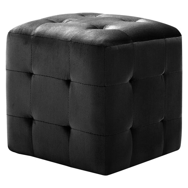 vidaXL Puf 2 unidades terciopelo negro 30x30x30 cm