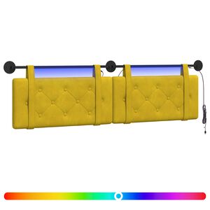 vidaXL Cabecero colgante Con luz LED Amarillo Terciopelo