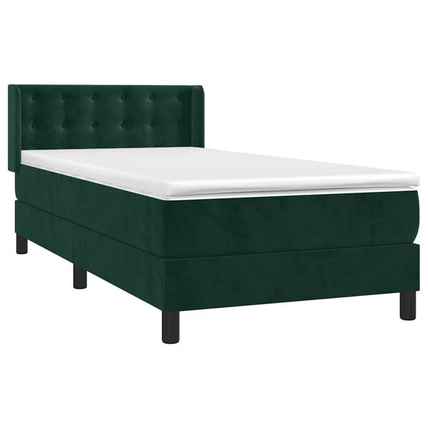 vidaXL Cama box spring con colch&oacute;n terciopelo verde oscuro 100x200 cm
