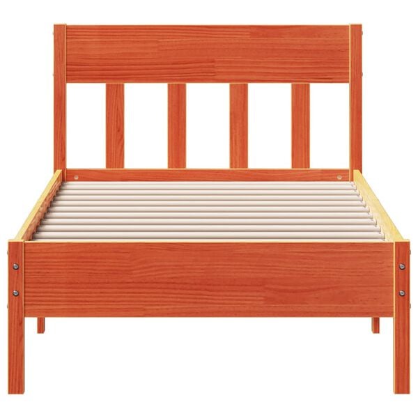 vidaXL Estructura de cama sin colch&oacute;n madera maciza marr&oacute;n 90x190 cm