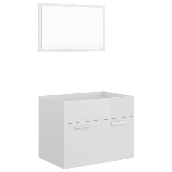 vidaXL Set muebles de ba&ntilde;o 2 piezas madera contrachapada blanco brillo