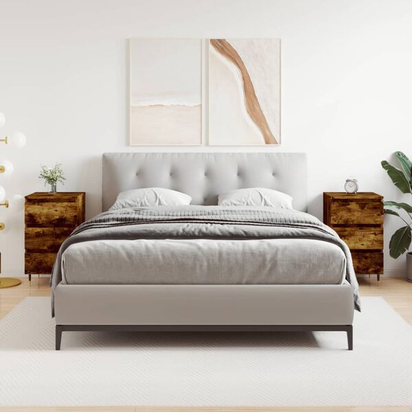 vidaXL Mesitas noche 2 uds madera ingenier&iacute;a roble ahumado 40x35x69 cm