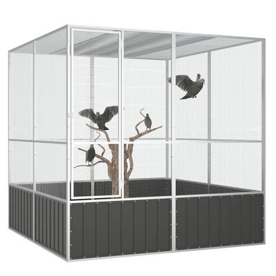 vidaXL Jaula pájaros acero galvanizado antracita 213,5x217,5x211,5 cm