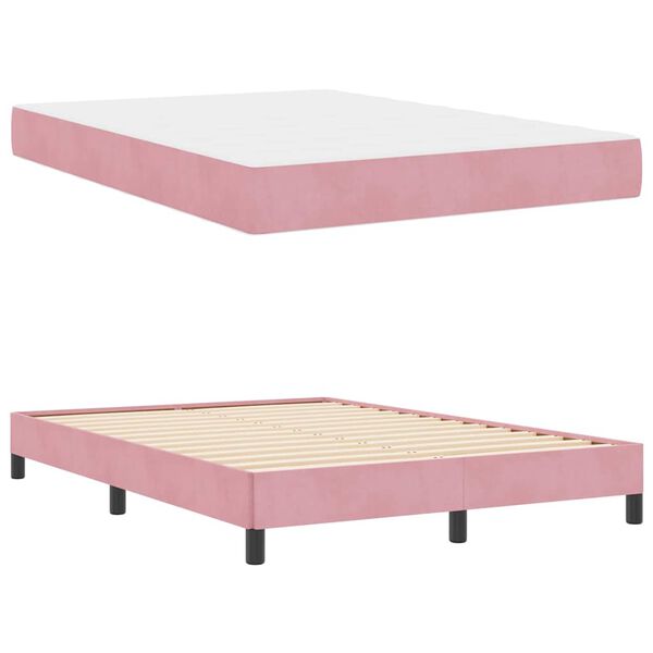 vidaXL Cama tipo Box Spring con colch&oacute;n Rosa 140 x 220 cm tela
