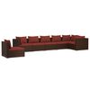 vidaXL Set muebles de jard&iacute;n 7 piezas y cojines rat&aacute;n sint&eacute;tico marr&oacute;n