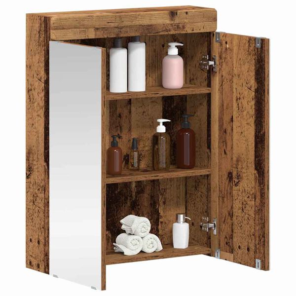 vidaXL Armario con espejo de ba&ntilde;o TULUM Madera vieja 60 x 16,5 x 78 cm