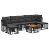 vidaXL Conjunto de sof&aacute;s de exterior 8 uds. Negro y Gris oscuro