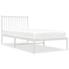 vidaXL Estructura cama sin colch&oacute;n con cabecero metal blanco 90x200 cm