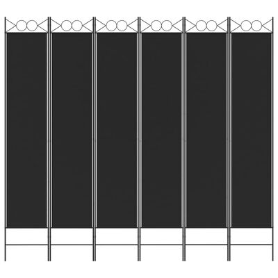vidaXL Biombo divisor de 6 paneles de tela negro 240x220 cm