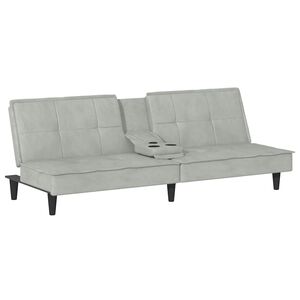 vidaXL Sof&aacute; cama con portavasos terciopelo gris claro
